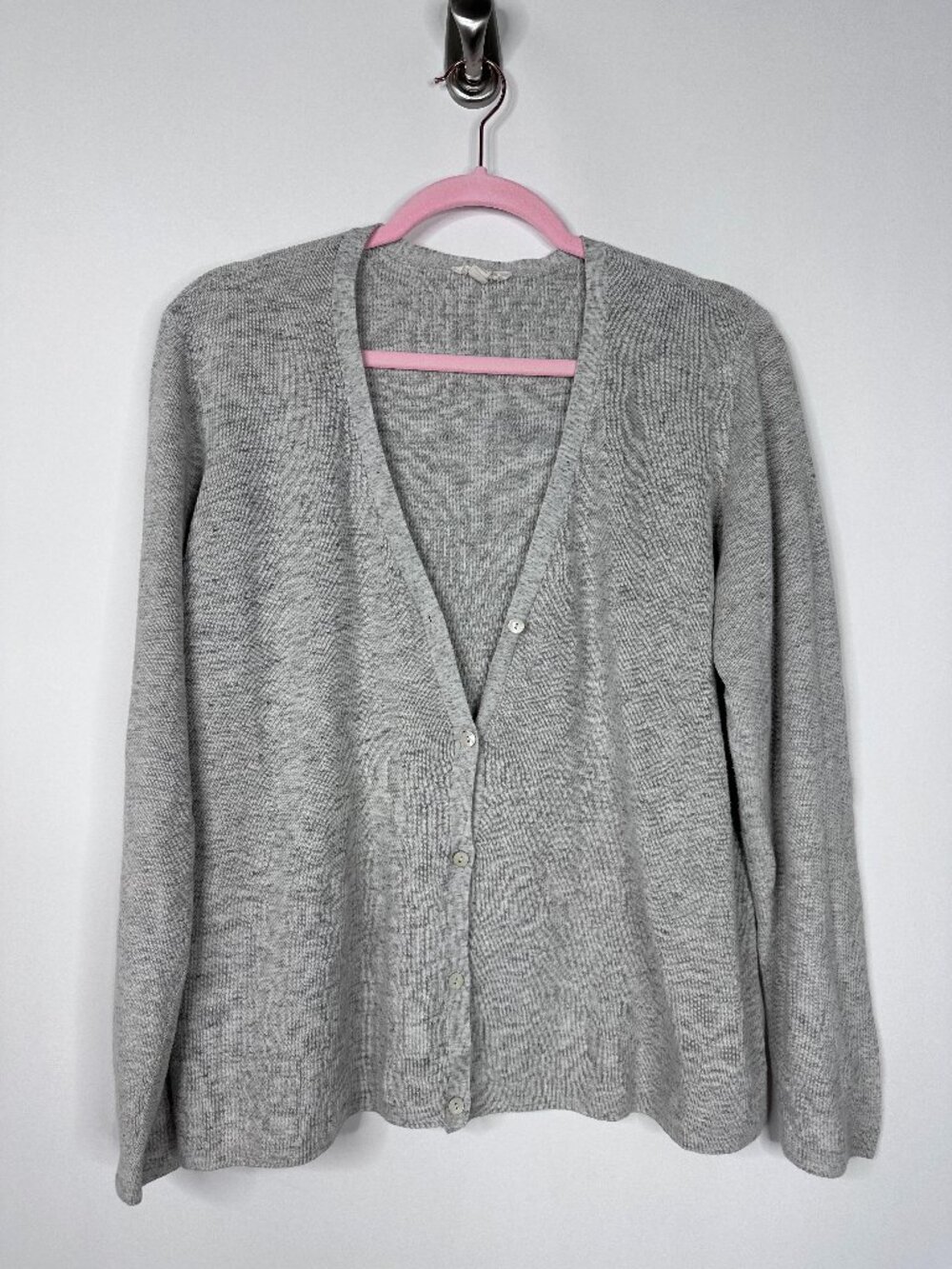 Eileen Fisher Cotton V-Neck Cardigan Gray XL #A2329 - Picture 2 of 6